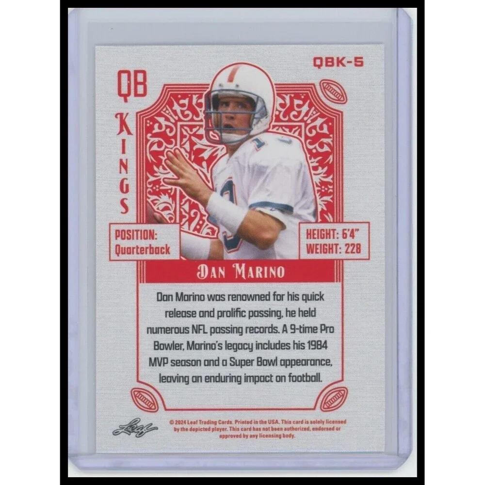 Dan Marino 2024 Leaf Football Hall of Famer QB Kings Card #QBK-5